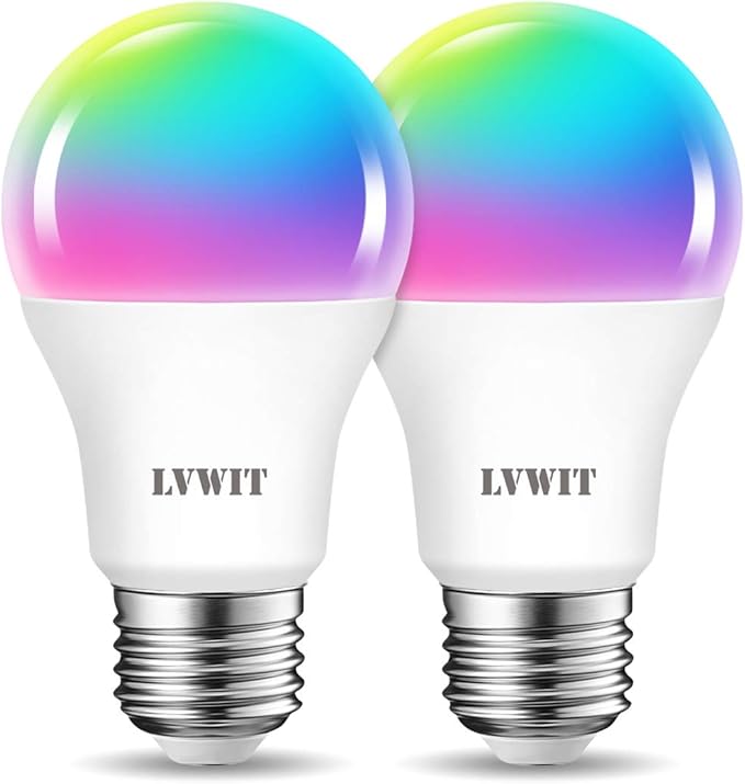 LVWIT Bombilla Inteligente WiFi E27 8.5W RGB 2 uds